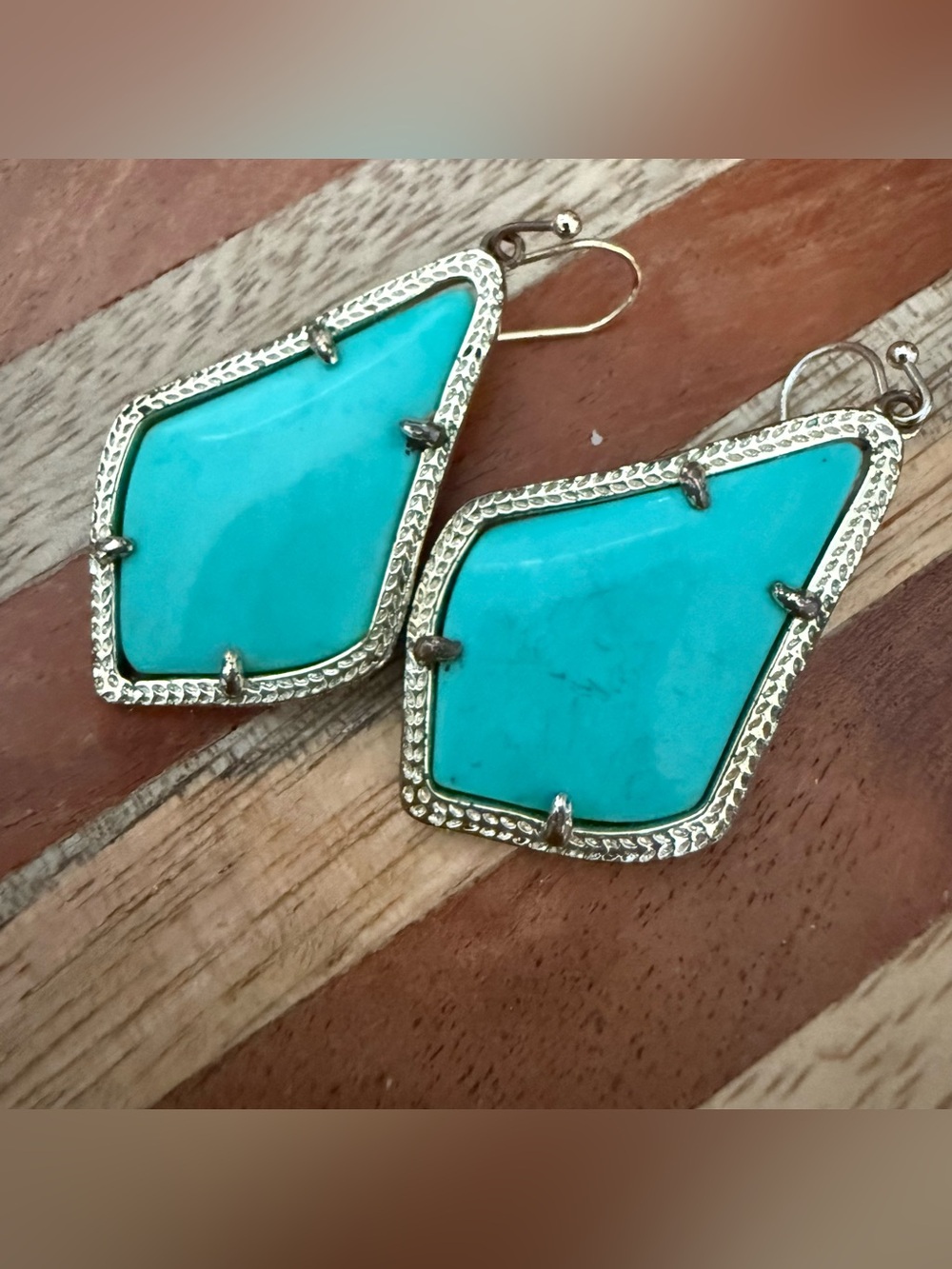Turquoise Kendra Scott Drop Earrings in Gold Frame - Women's Jewelry